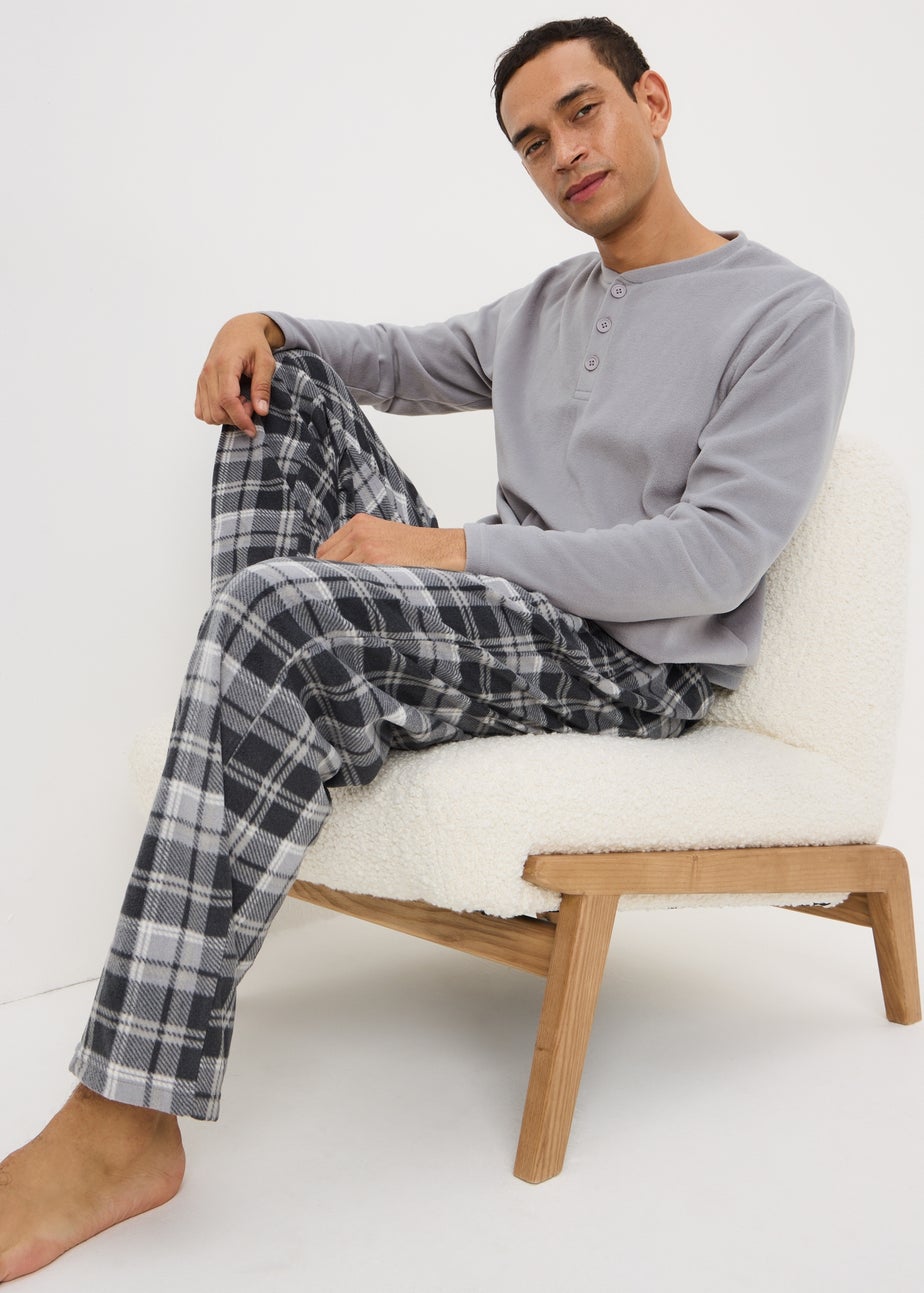 Grey Henley Microfleece Pyjama Set