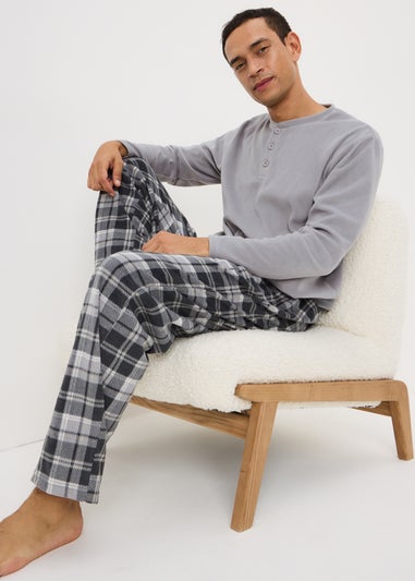 Grey Henley Microfleece Pyjama Set