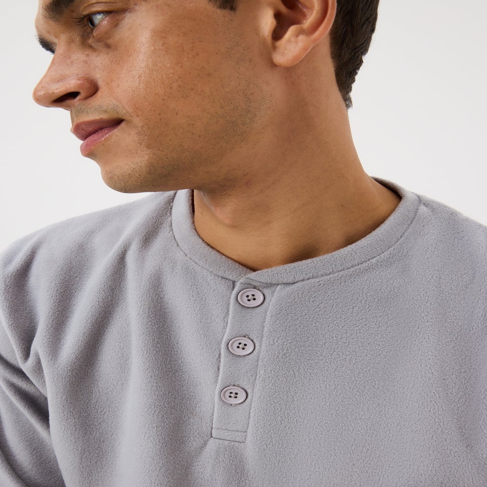 Grey Henley Microfleece Pyjama Set