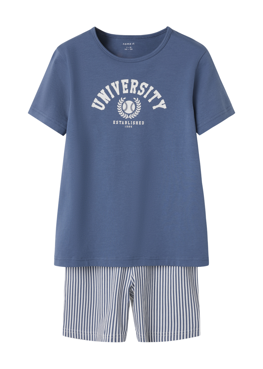 Name It Blue University Top & Shorts Set (6-14yrs)