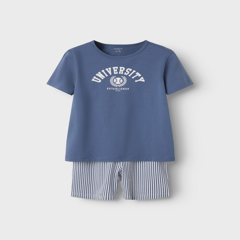 Name It Blue University Top & Shorts Set (6-14yrs)