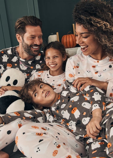 Boys Grey Ghost Fleece Matching Family Pyjama Set (1-13yrs)