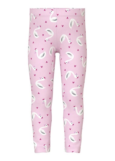 Name It Girls Pink Swan Leggings (1.5-6yrs)