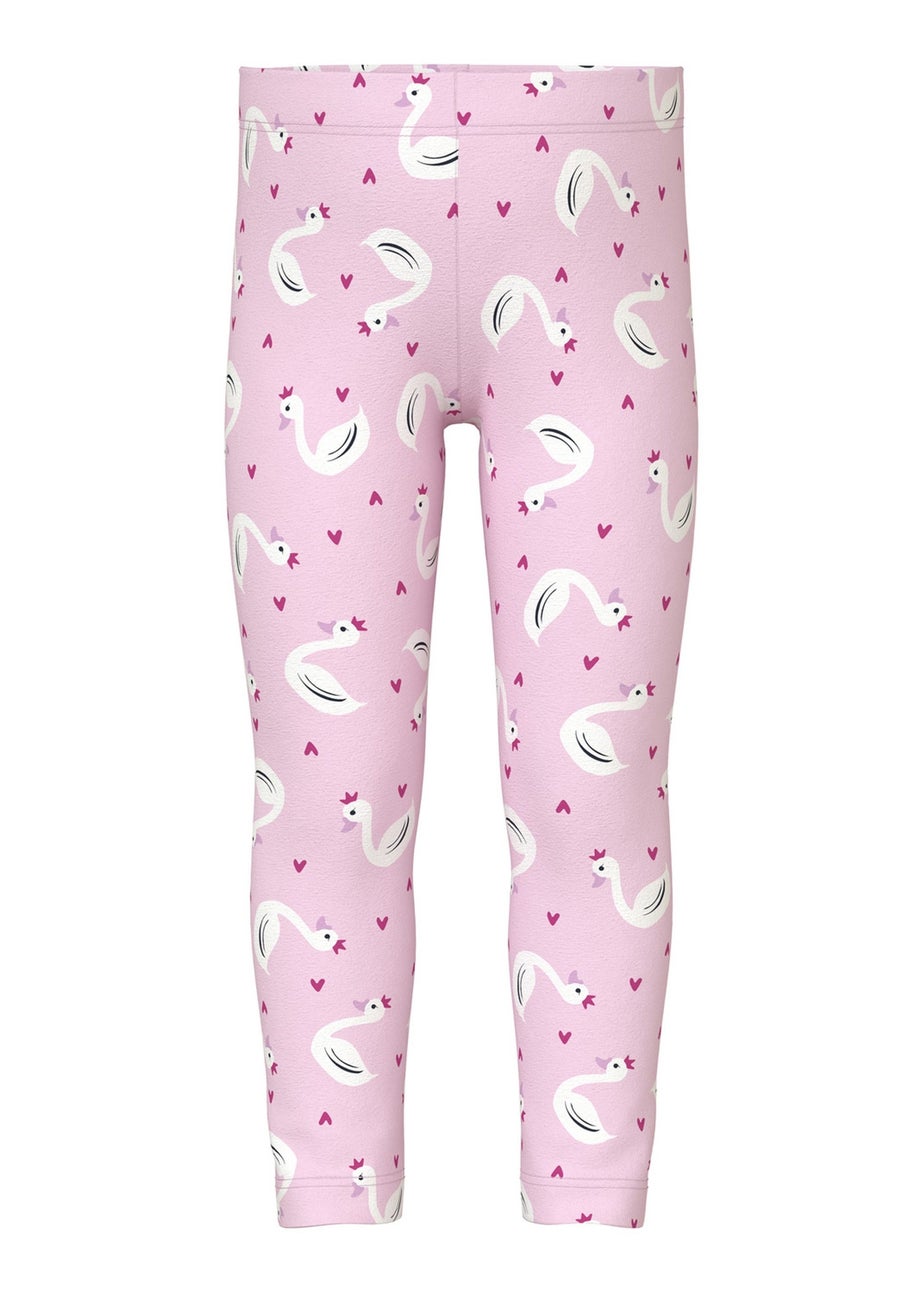 Name It Girls Pink Swan Leggings (1.5-6yrs)