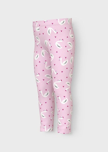 Name It Girls Pink Swan Leggings (1.5-6yrs)