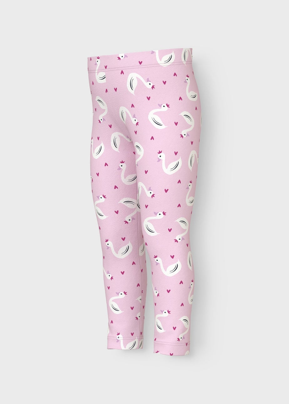 Name It Girls Pink Swan Leggings (1.5-6yrs)