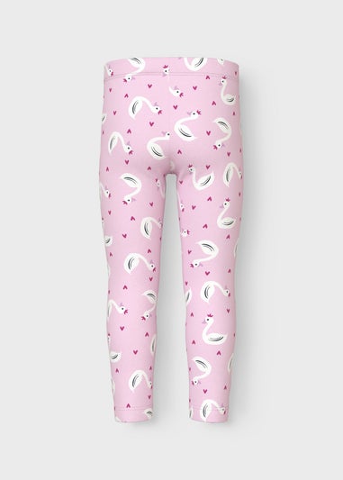 Name It Girls Pink Swan Leggings (1.5-6yrs)