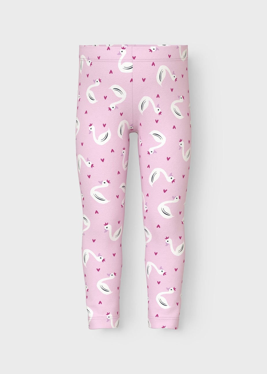 Name It Girls Pink Swan Leggings (1.5-6yrs)