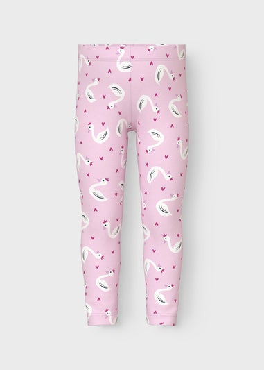 Name It Girls Pink Swan Leggings (1.5-6yrs)