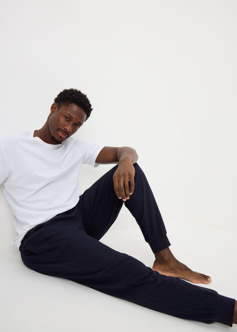 2 Pack Navy Waistband Pyjama Jogging Bottoms