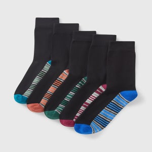 5 Pack Black Stripe Design Socks