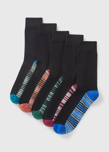 5 Pack Black Stripe Design Socks