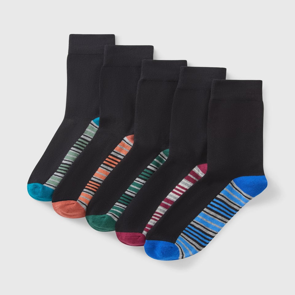 5 Pack Black Stripe Design Socks