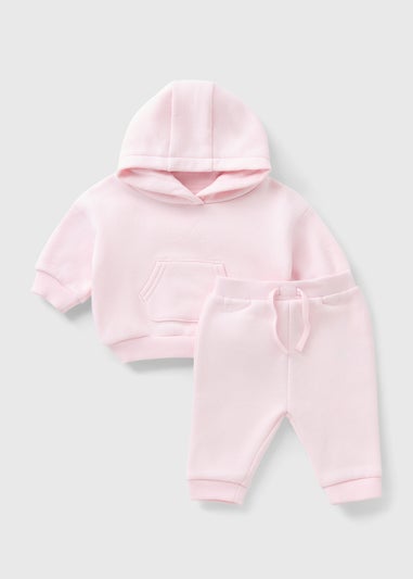 Baby Pink Hoodie & Jogging Bottom Set (Newborn-23mths)