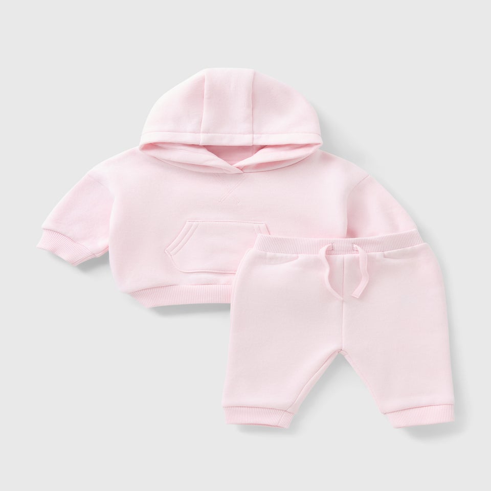Baby Pink Hoodie & Jogging Bottom Set (Newborn-23mths)