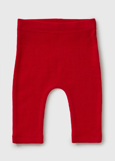 Baby Red Ribbed Leggings (Newborn-23mths)