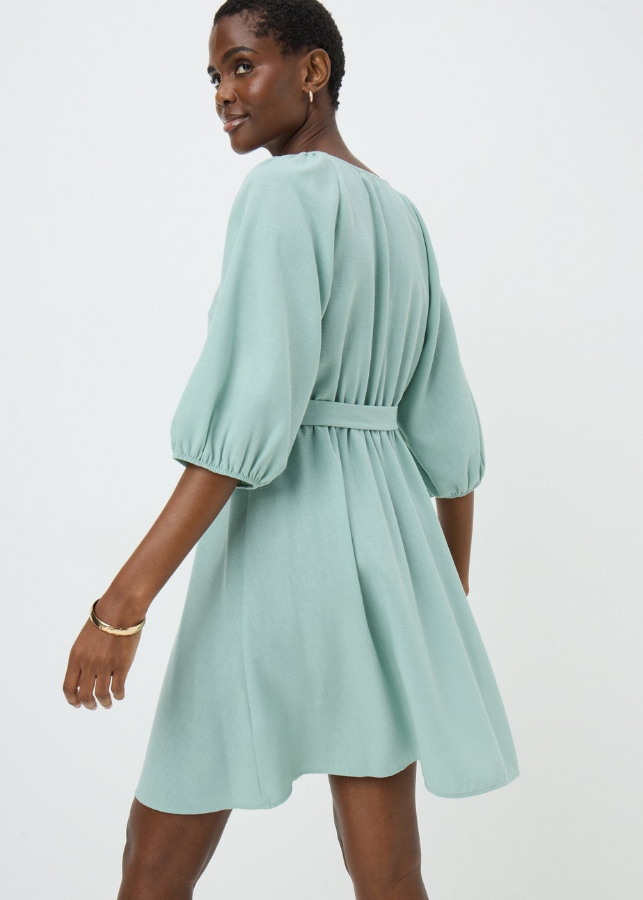 Green Belted Mini Dress