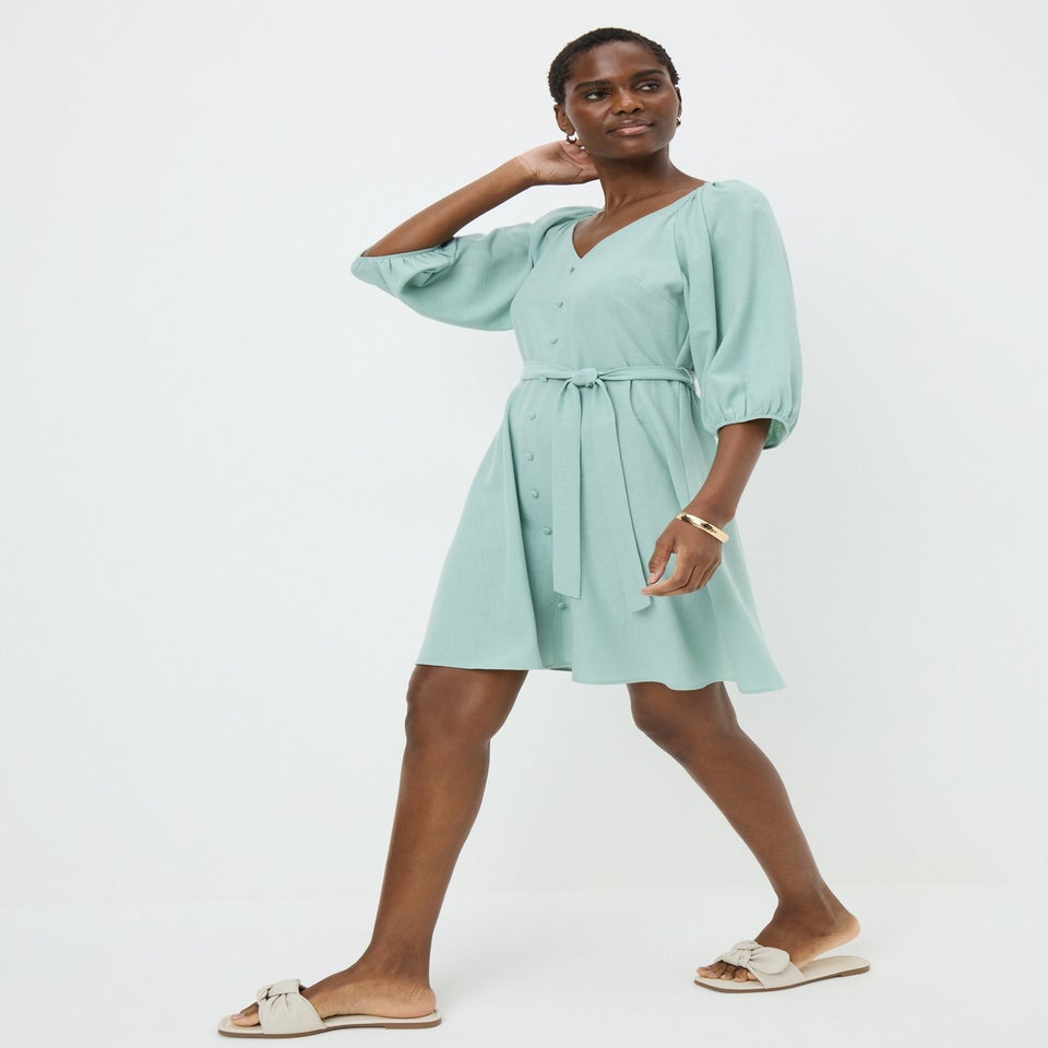 Green Belted Mini Dress