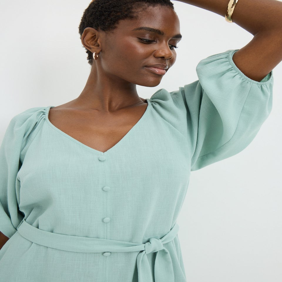 Green Belted Mini Dress