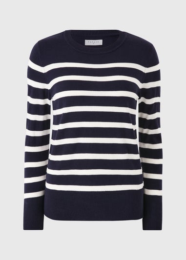 Navy Crew Neck Striped Jumper