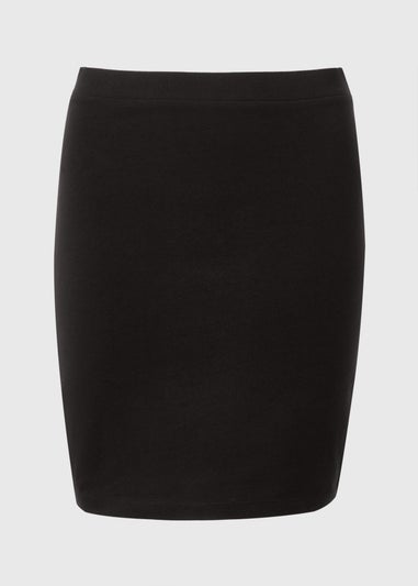 Black Pull On Mini Skirt