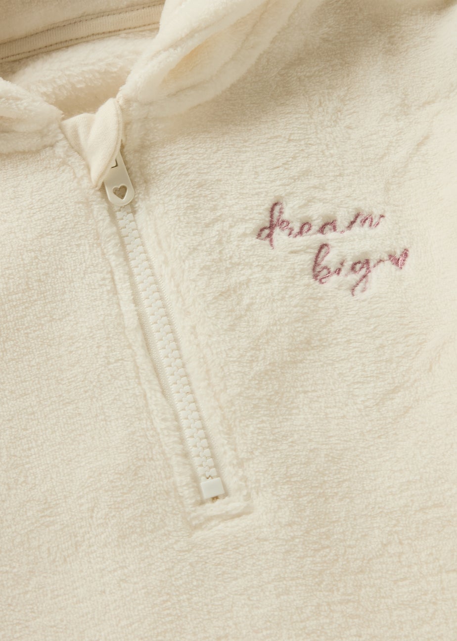 Girls Cream Leopard Fleece Lounge Set (7-13yrs)