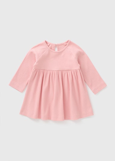 Baby Pink Ribbed Dress (Newborn-23mths)