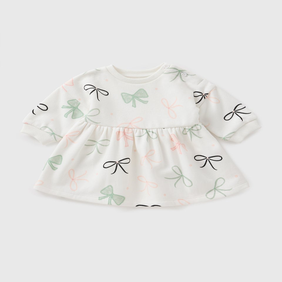 Girls Cream Bow Sweater Dress (Newborn-23mths)