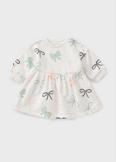 Girls Cream Bow Sweater Dress (Newborn-23mths)