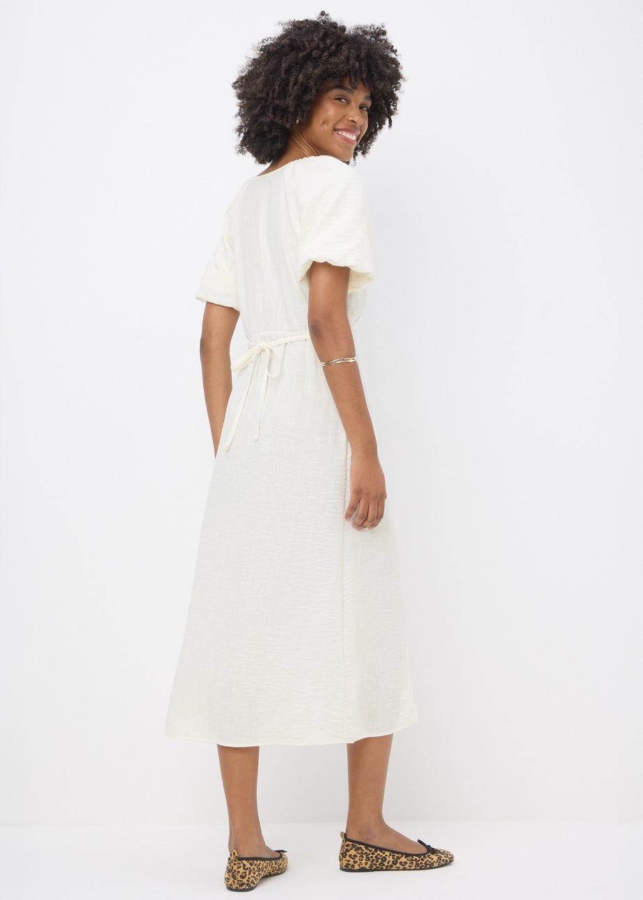 Cream Puff Sleeve Midi Dress
