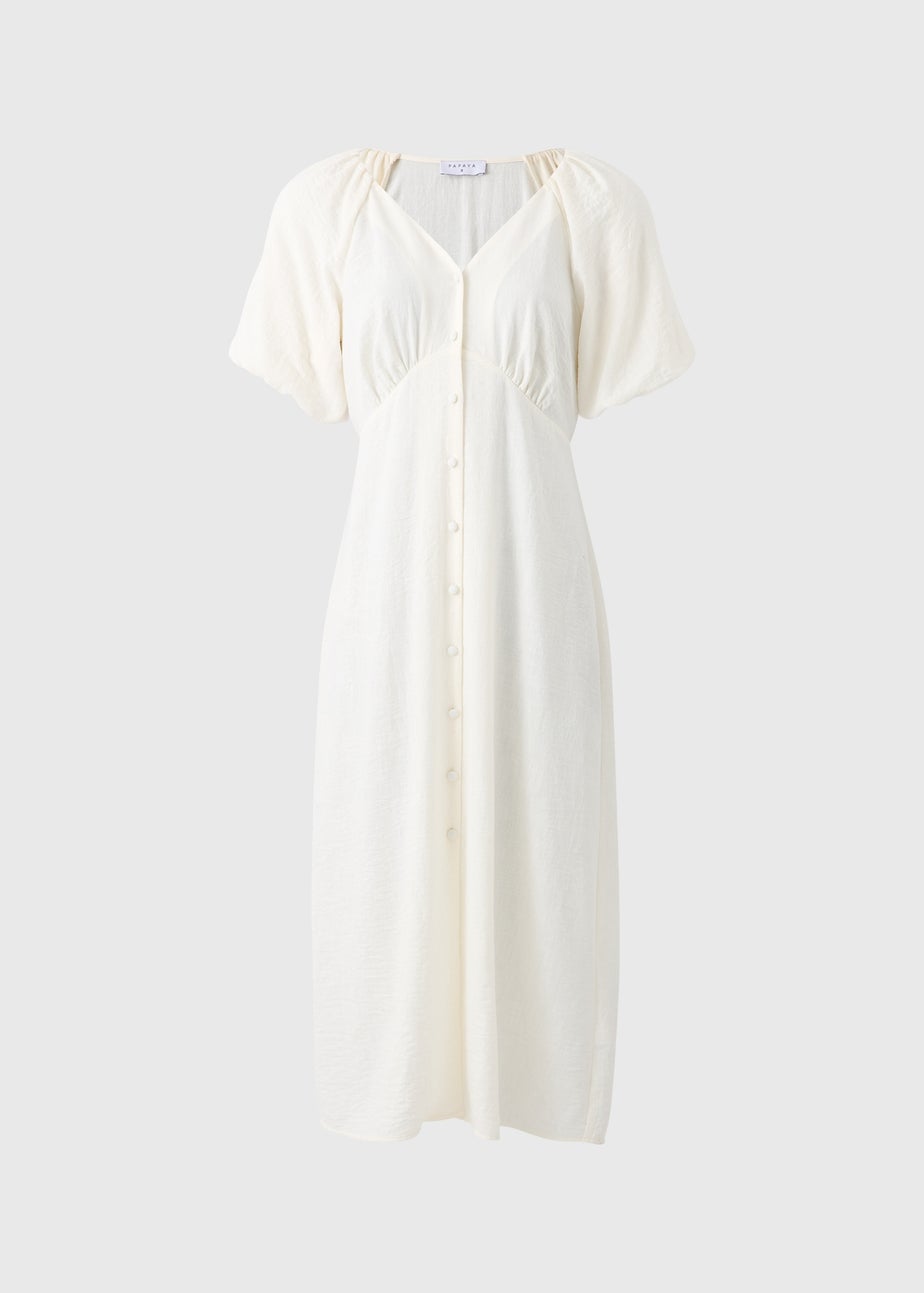 Cream Puff Sleeve Midi Dress
