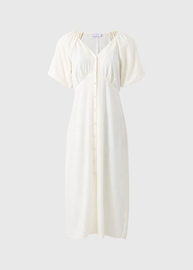 Cream Puff Sleeve Midi Dress