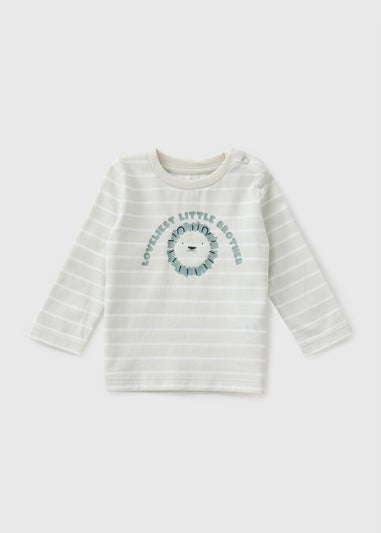 Baby Cream Stripe Little Brother Long Sleeve Top (Newborn-23mths)
