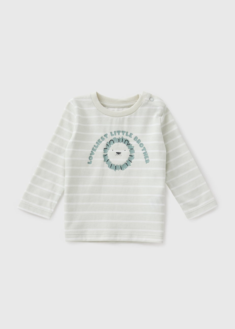 Baby Cream Stripe Little Brother Long Sleeve Top (Newborn-23mths)