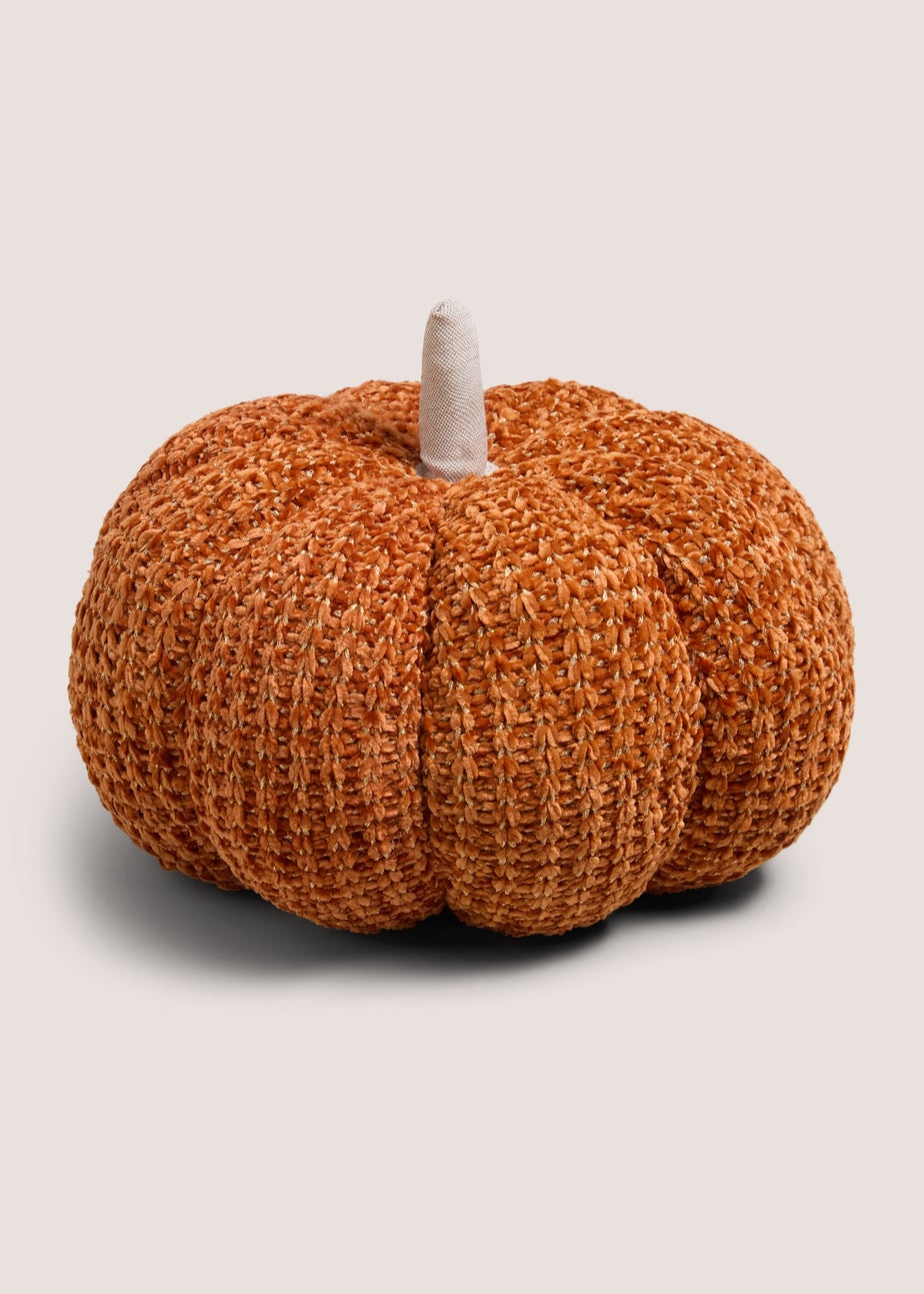 Orange Pumpkin Shaped Chenille Cushion