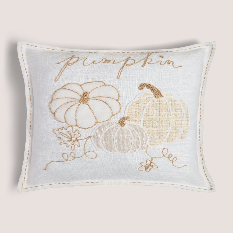 White Pumpkin Stitch Cushion
