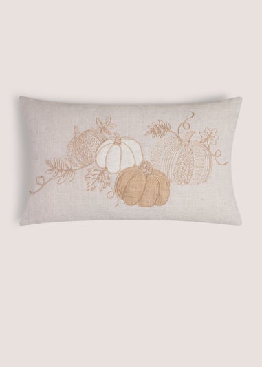 Embroidered Linen Blend Pumpkin Cushion