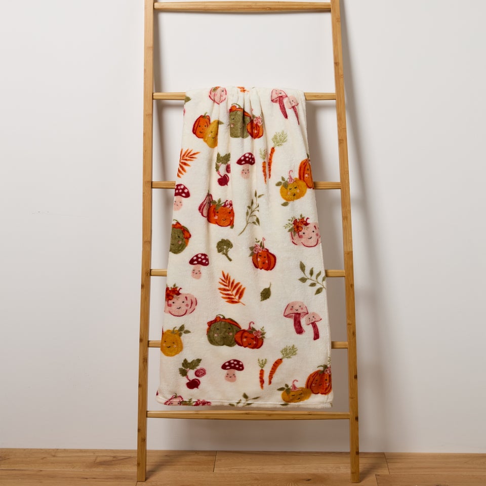 Cream Pumpkin Autumn Throw