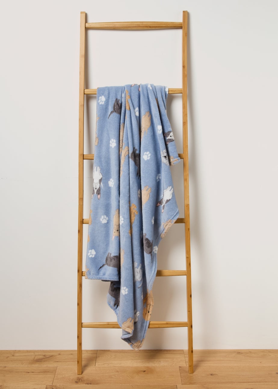 Blue Dog Print Throw