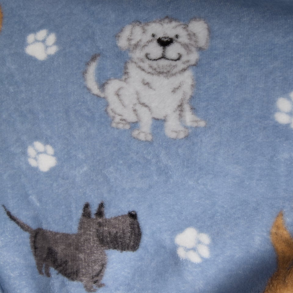 Blue Dog Print Throw