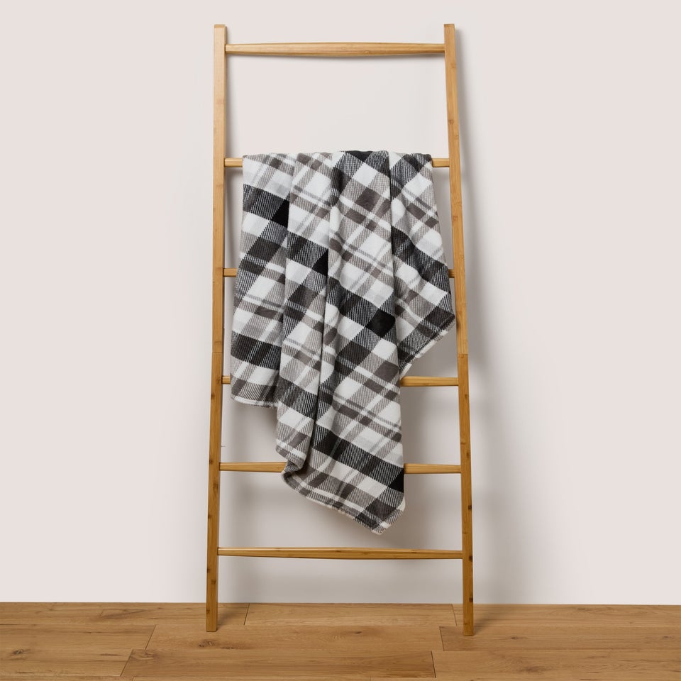 Charcoal Check Print Throw