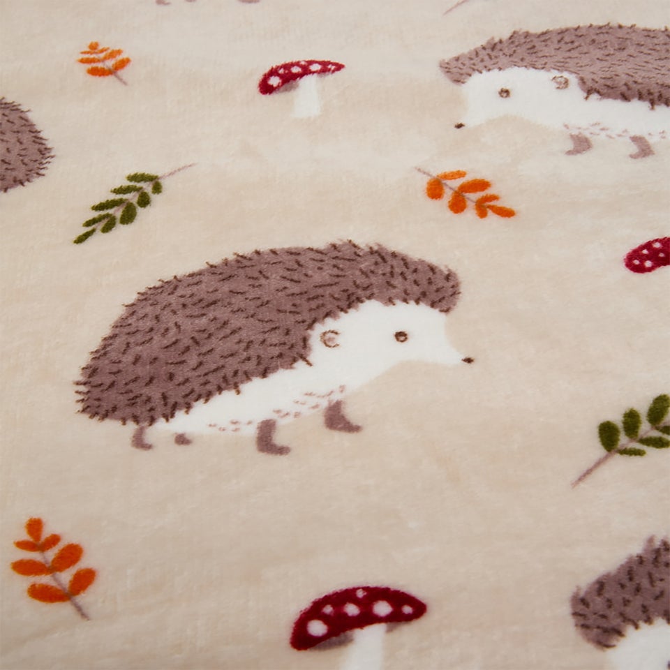 Beige Hedgehog Print Throw