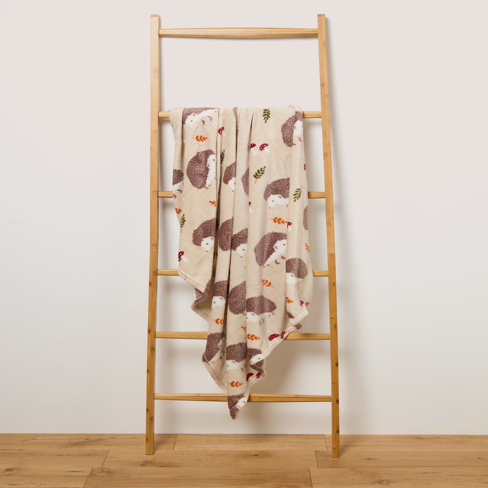 Beige Hedgehog Print Throw