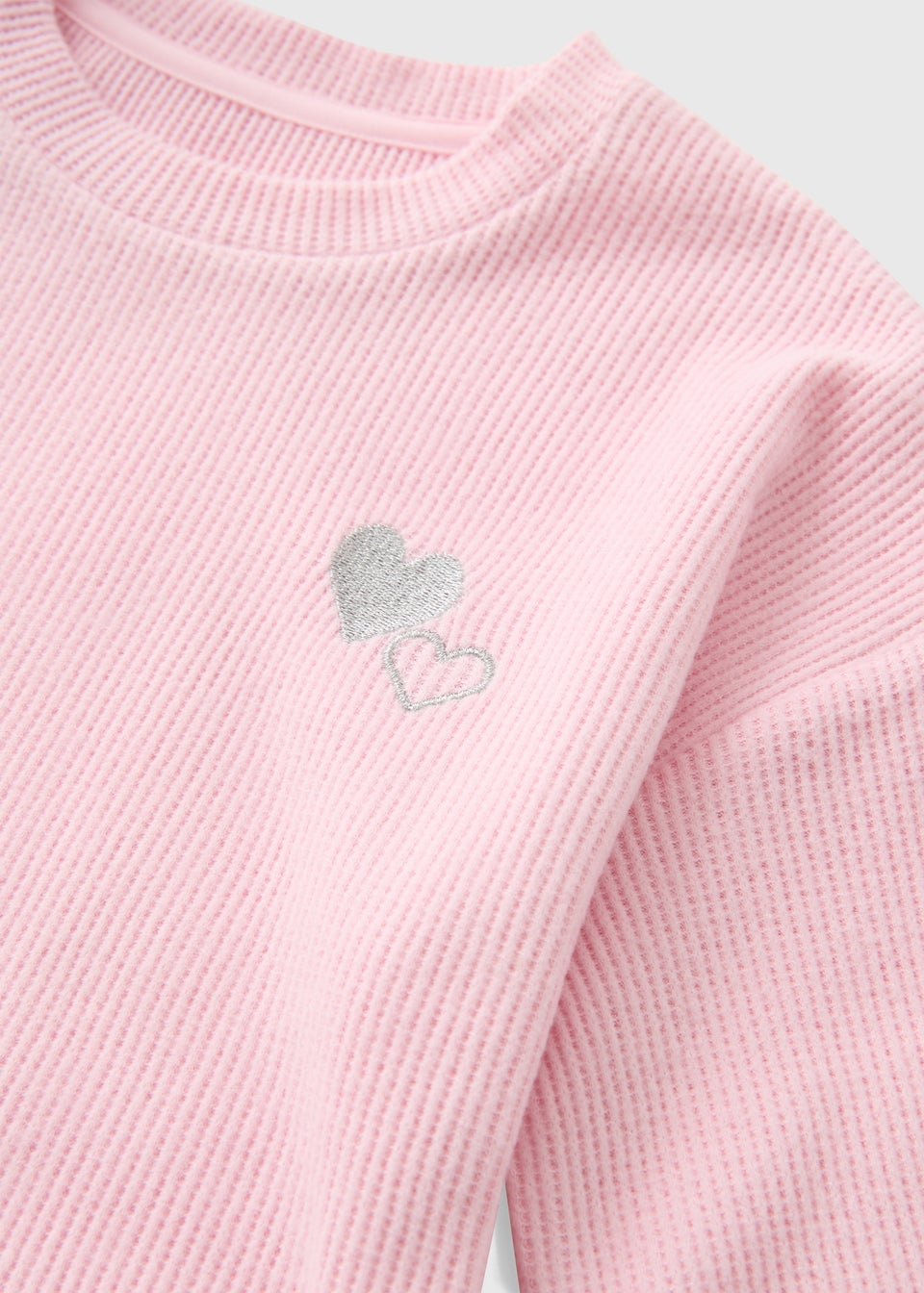 Girls Pink Waffle Heart Pyjama Set (1-7yrs)