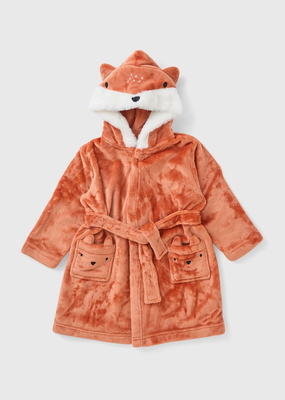 Boys Orange Fox Dressing Gown (1-7yrs)