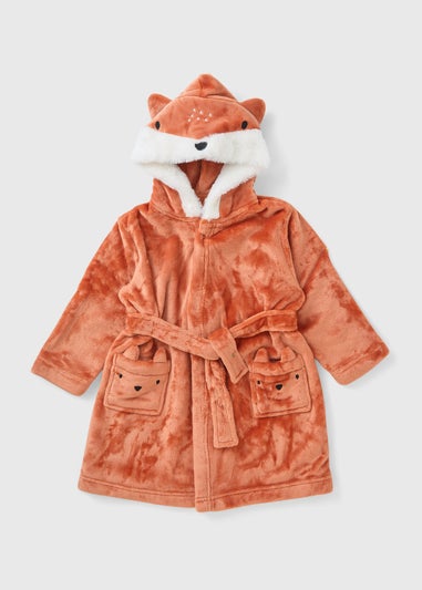 Boys Orange Fox Dressing Gown (1-7yrs)