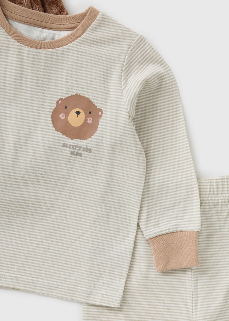 3 Piece Kids Brown Pyjama & Robe Set (1-7yrs)