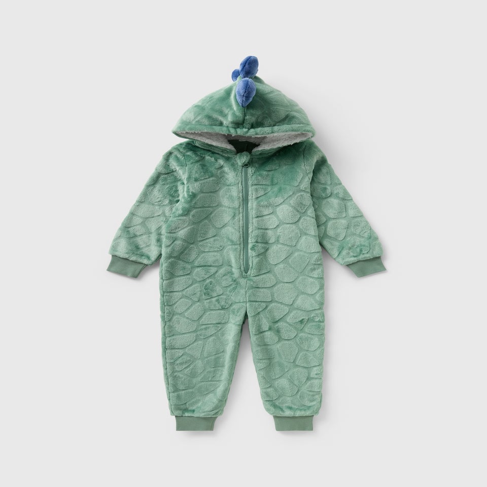 Boys Green Dino Onesie (1-7yrs)