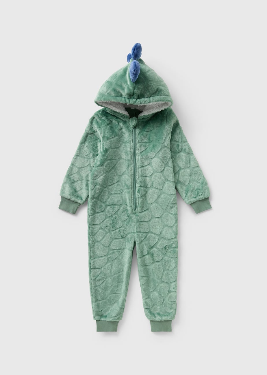 Boys Green Dino Onesie (1-7yrs)