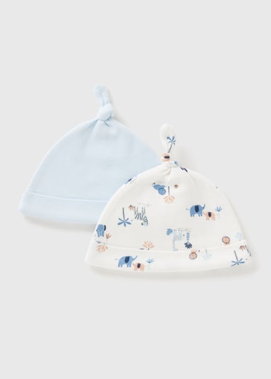 2 Pack Baby Blue Safari Hats (Newborn-6mths)